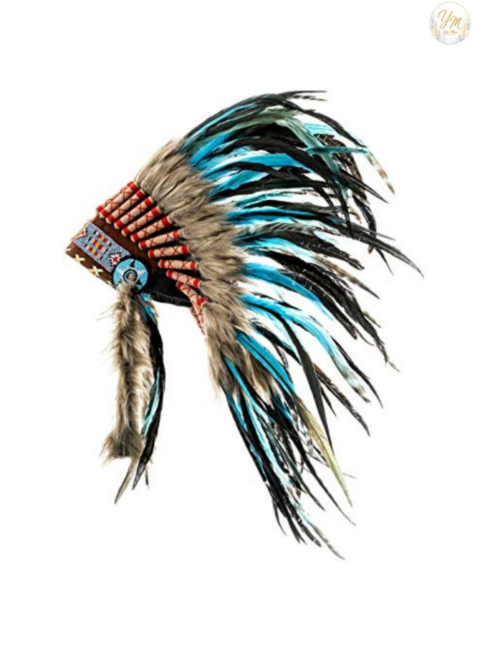 Handmade Feather Headdress Leather War Bonnet Costume Headband